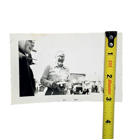 Vtg Man with Old Vehicle Behind Original Monochrome Photography Found Snapshot - Picture 2 of 4